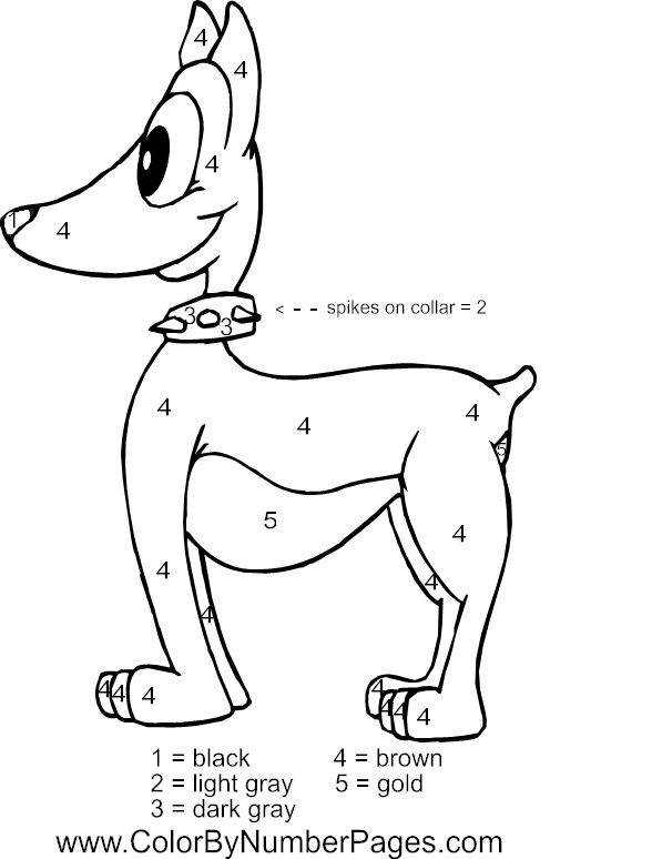 dog color by number page